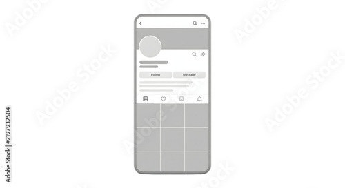 Modern mobile smartphone displaying social media feed mockup on transparent background