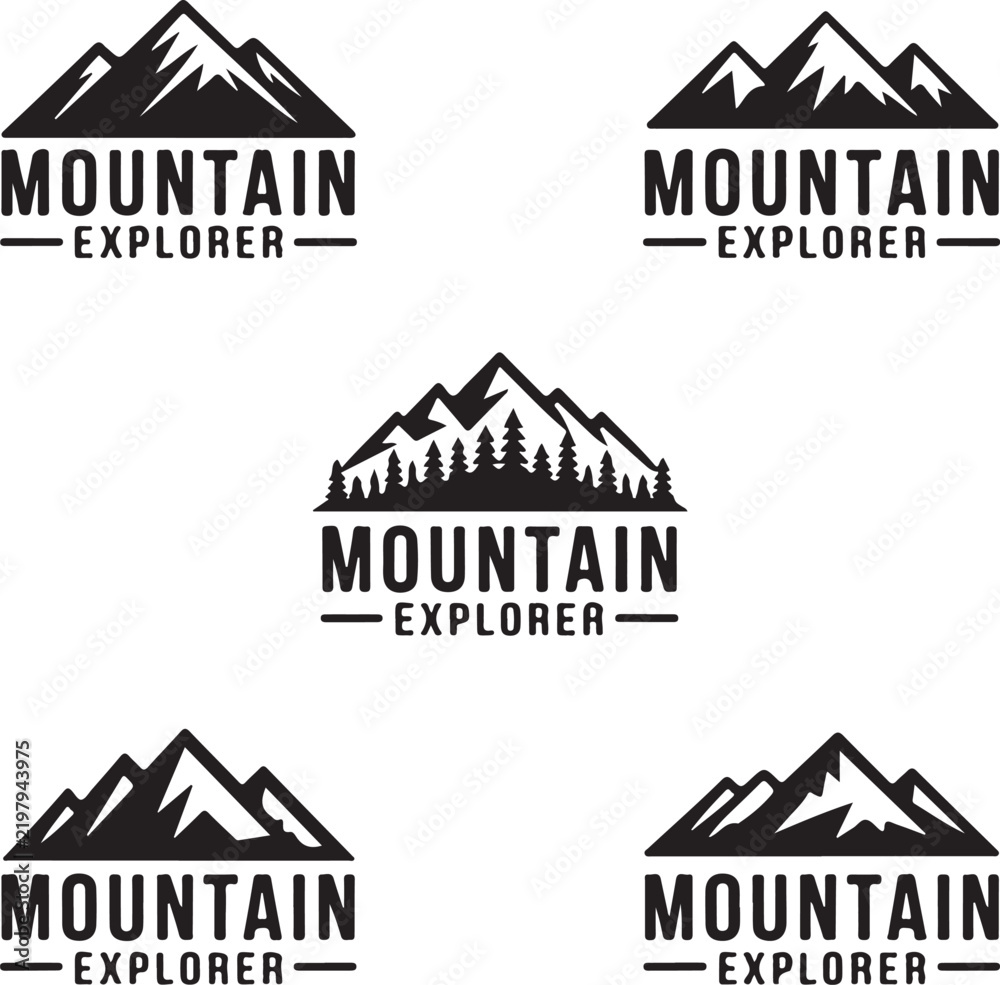 Obraz premium Mountain explorer black and white logo vector