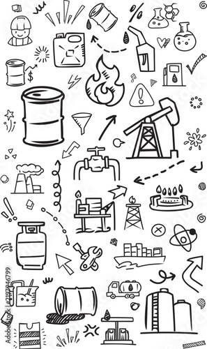 Oil and gas industry refinery vertical doodle pattern