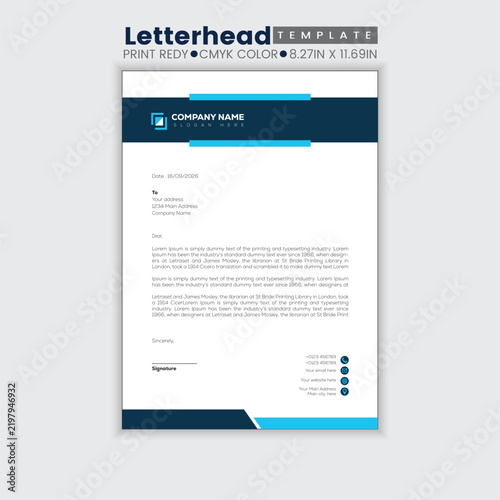 Professional A4 Corporate Identity Letterhead Pad Design Vector.