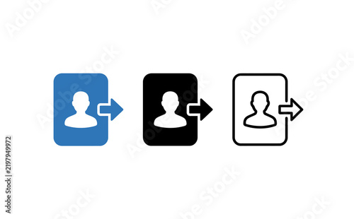Cuadro en lienzo Minimalist account logout user icons with arrow symbol in blue and black style