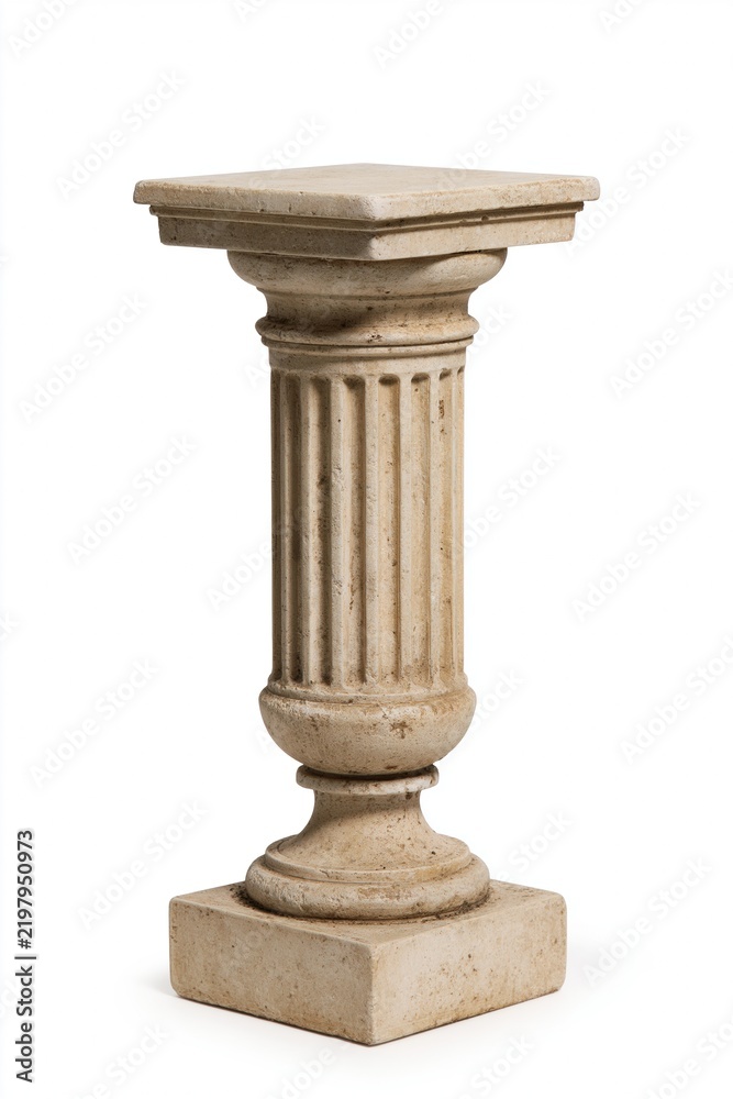 Naklejka premium Beige classical stone pedestal with fluted column on