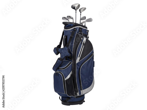 Canvastavla High-quality 3D render of a golf bag, isolated on dark background