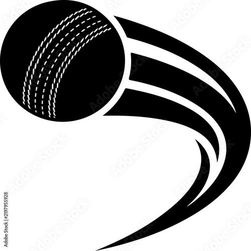 Cricket ball in flight silhouette with dynamic motion trail