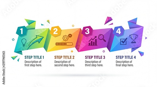 Colorful Business Process Steps Infographic with Arrows