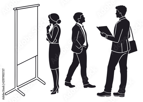 business man and woman  silhouettes  Illustration