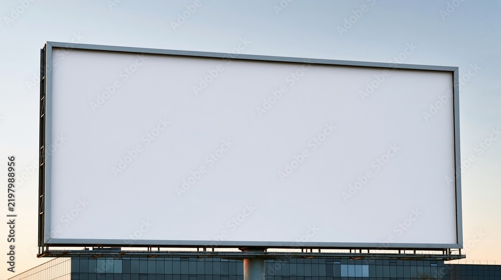 Fototapeta premium Empty white billboard on building against sky