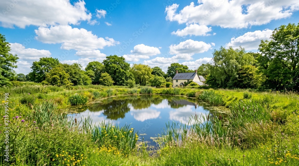 Obraz premium Summer Reflection at the Pond