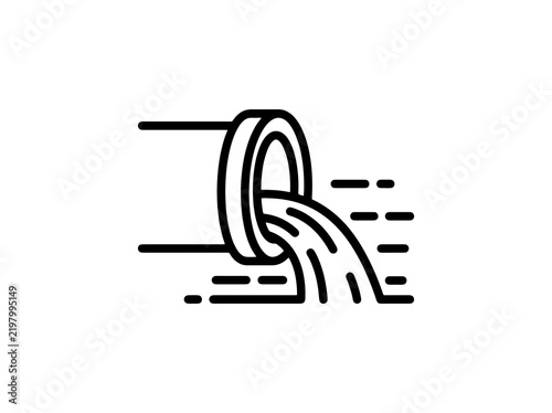 Wastewater flows from a pipe representing environmental pollution and industrial waste discharge
