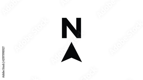 North directional arrow symbol rendered as a clean minimalist black vector graphic illustration design element