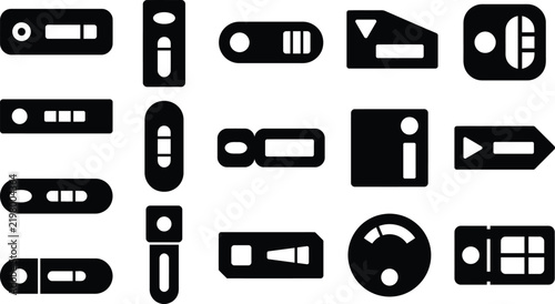 Rapid Diagnostic Medical Test Kits Silhouette Icons Collection