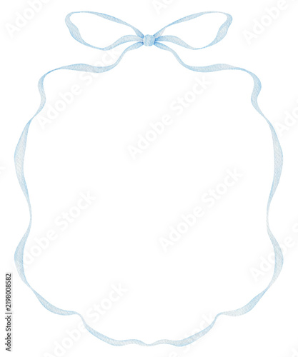 Elegant Blue Watercolor Ribbon Invitation Card Frame
