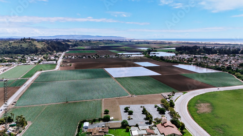 Aerial View of Arroyo Grande California Farmland Near Coast