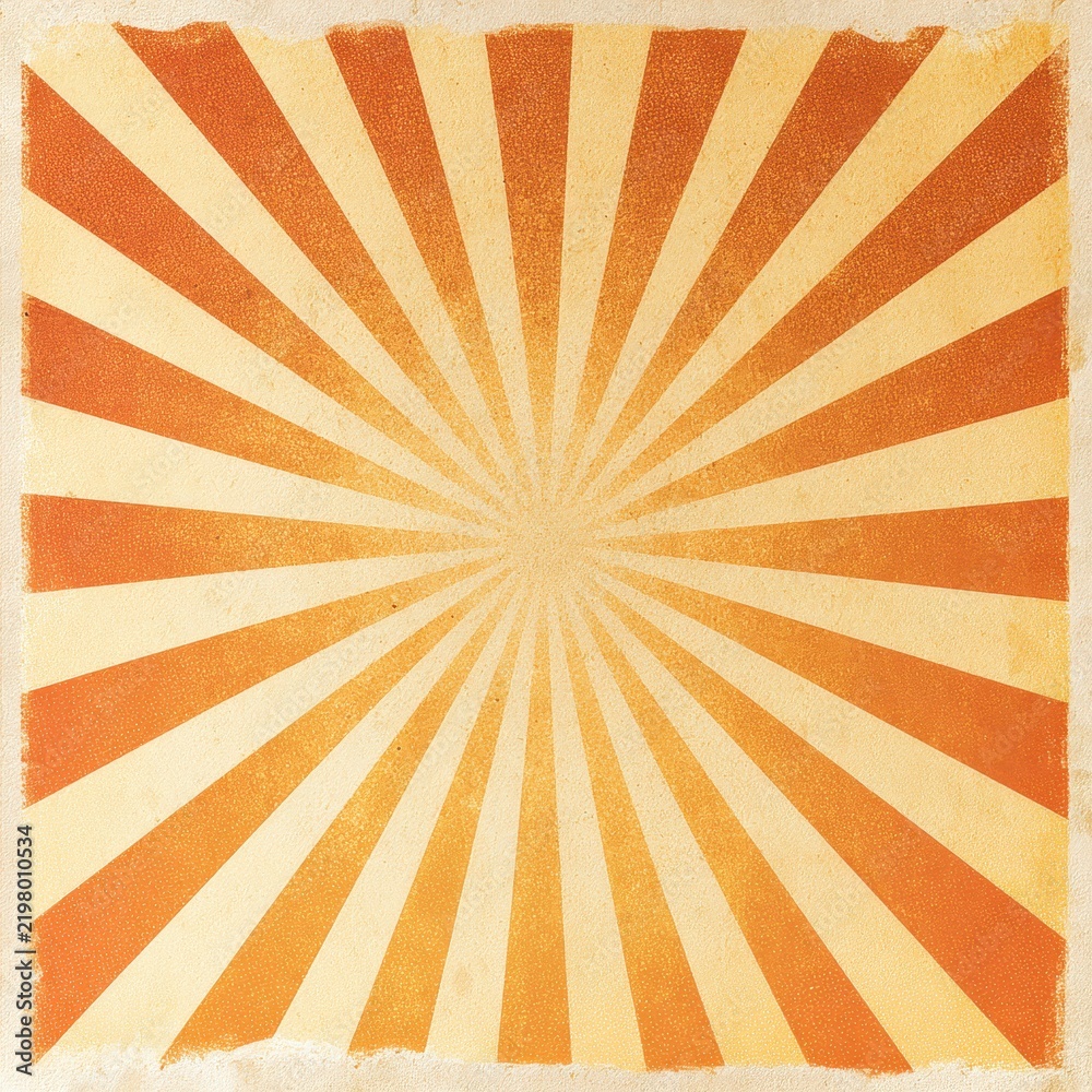 Obraz premium Vintage Sunburst Poster Background with Radiant Sunbeams and Distressed Paper Texture