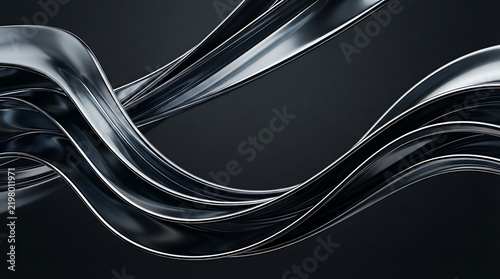 Abstract flowing black liquid wave shape on a dark background