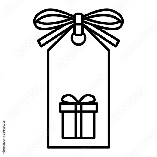 gift tag with ribbon line icon with editable stroke