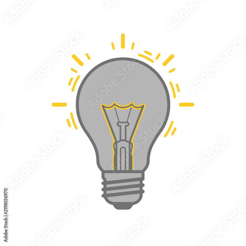 Illuminated Light Bulb With Bright Filament.