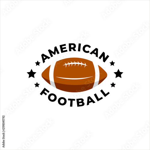 Vintage American Football Badge Logo Concept with Oval Ball and Stars Frame Vector Illustration
