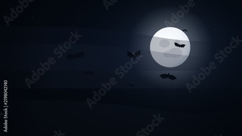 Bats Flying Through Moonlit Night Sky Animation for Halloween Spooky Events and Dark Themed Presentations