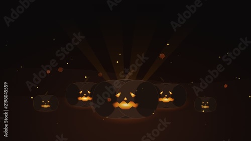 Halloween Pumpkins Glowing Eerily in Dark Animated Seamless Loop Background