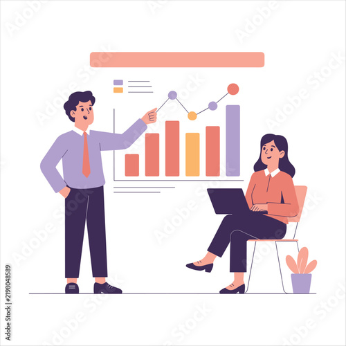 Business Growth Analytics Presentation with Team Collaboration and Sales Chart