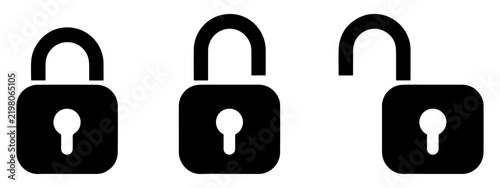 locked unlocked padlock security icon set