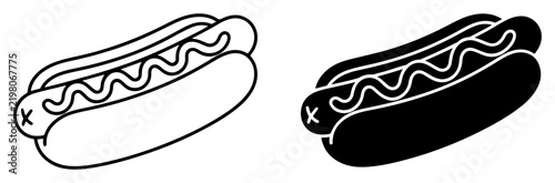 hot dog sausage bun icon set vector