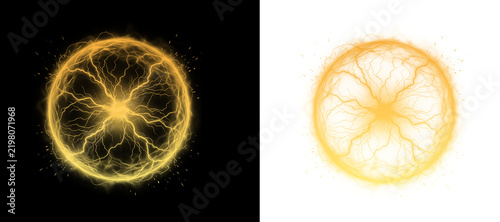 Electric sphere lightning ball energy plasma glowing magic circle