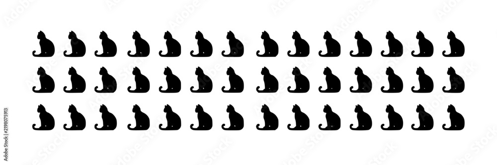 Obraz premium Cat Silhouettes Set, Minimalist Feline Icons, Black Vector Graphics. Animal Illustration, Pet Symbol Design