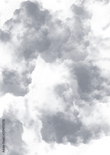 Realistic grey smoke cloud texture background isolated on white