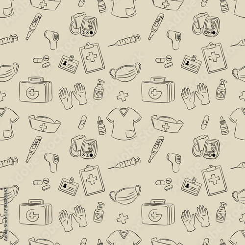 medical healthcare pattern seamless nurse clinic equipment wallpaper