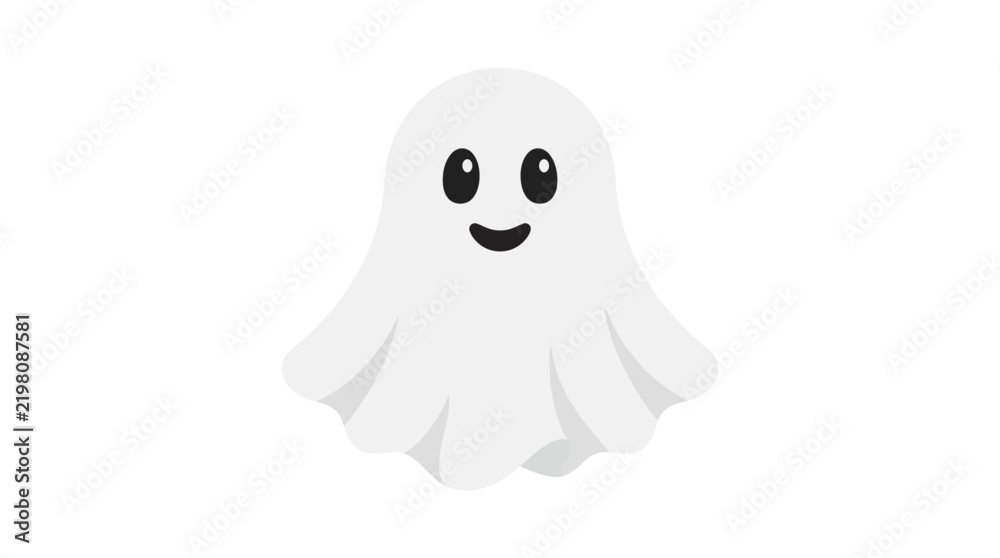 Obraz premium A cute white ghost character icon isolated on a white background.