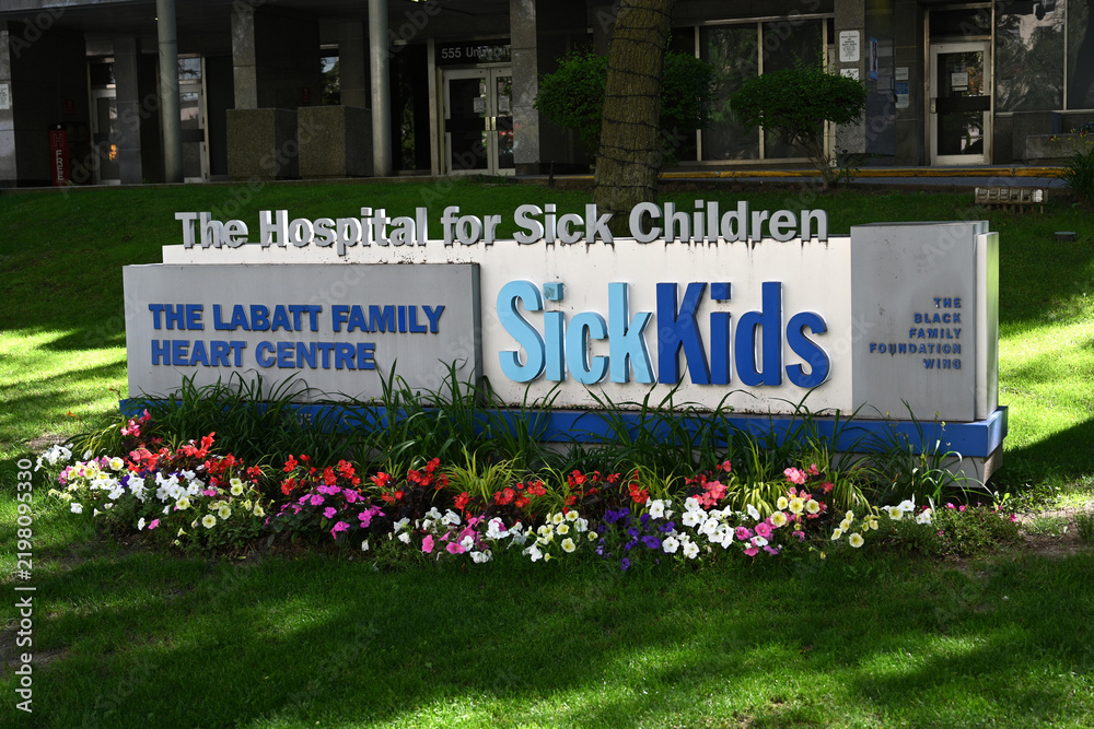 Obraz premium Toronto, ON, Canada - June 28, 2026: The Hospital for Sick Children in Toronto, Ontario.