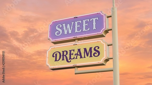 SWEET DREAMS Lavender and Pastel Yellow Sign