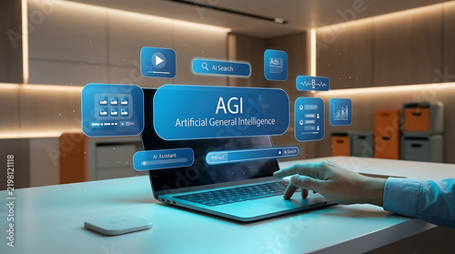 Artificial General Intelligence AGI Era Concept – Futuristic AI Technology and Digital Intelligence