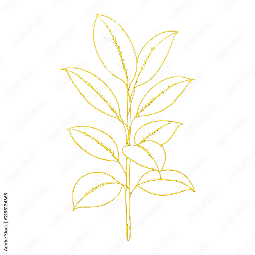 Obraz premium PNG Minimalist golden leaf illustration