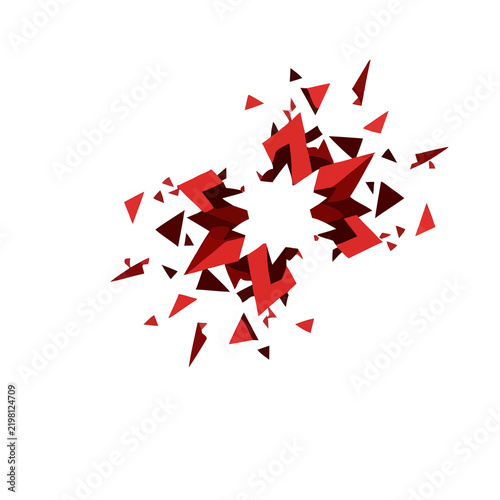 Fotografía Red abstract geometric explosion on transparent background