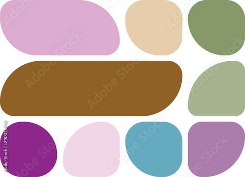 Abstract composition with colorful organic shapes and rounded elements, modern minimalist design for creative backgrounds and graphic layouts