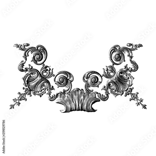 Cuadro en lienzo Openwork shell ceremonial divider in black engraving