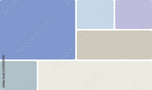 Abstract geometric composition with rectangular shapes in a soft pastel color palette of blue, beige, and grey tones