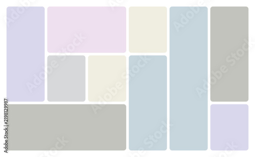 Abstract geometric composition with rectangular shapes in soft pastel colors, modern minimalist layout for design background or banner