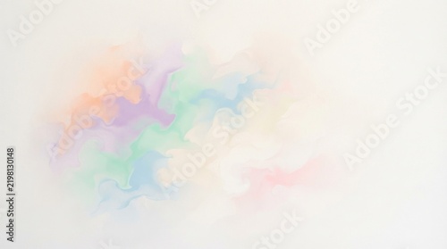 A soft, pastel-colored abstract painting with a mix of soft, blended colors and a slightly blurred, dreamy effect, creating a sense of depth and movement.