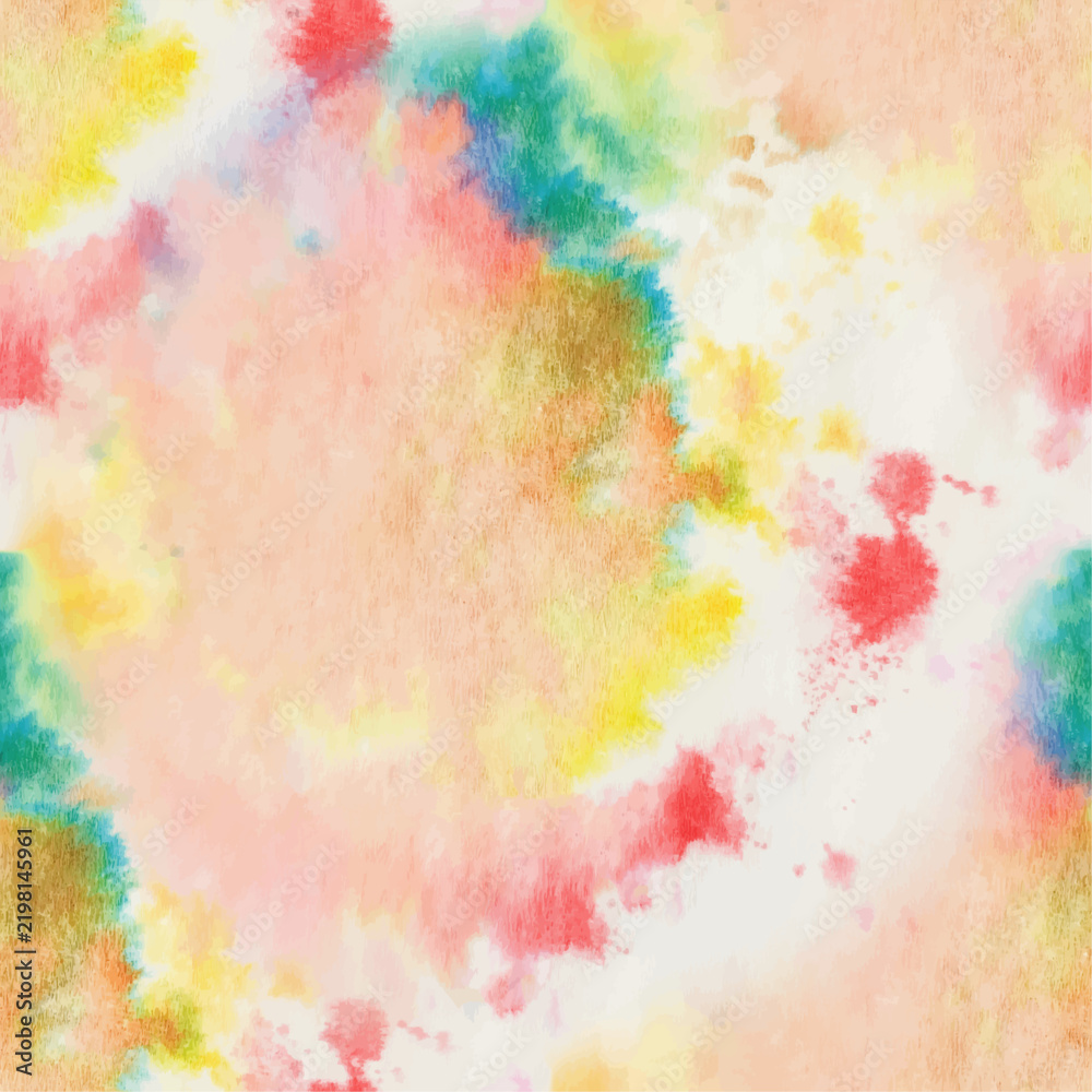 Fototapeta premium Tie Dye Seamless Swirl. Blue Tie Dye. Rainbow Tie Dye. Grunge Rainbow Pattern. Multi Color Swirl Background. Seamless Vector Background. Swirl Repeat. 1960 Bright Texture. Spiral Tiedye Music.