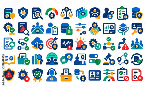AI Governance Risk & Compliance Flat Icon Collection