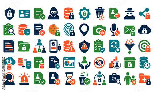 Data Privacy & Information Security Flat Icon Collection