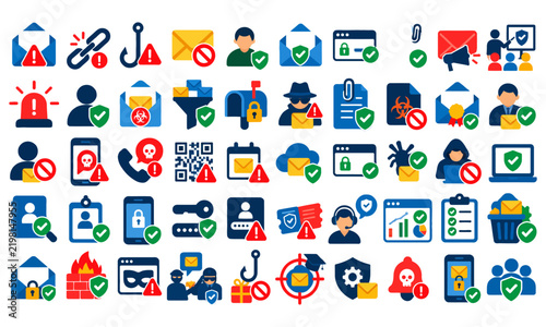 Email Security & Phishing Prevention Flat Icon Collection
