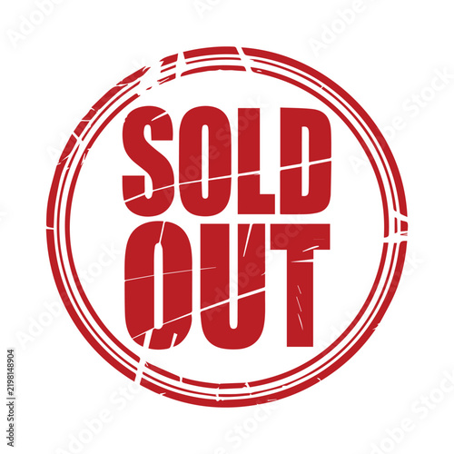 Red sold out rubber stamp vector illustration isolated on white background