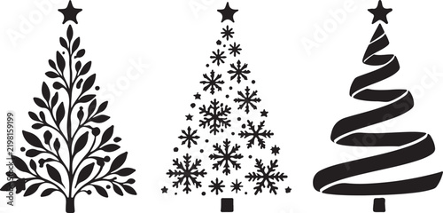 Hand Drawn Christmas Tree with Star and Festive Holiday Decoration