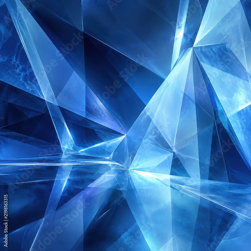 Abstract Blue Crystal Geometry with Sharp Angular Facets
