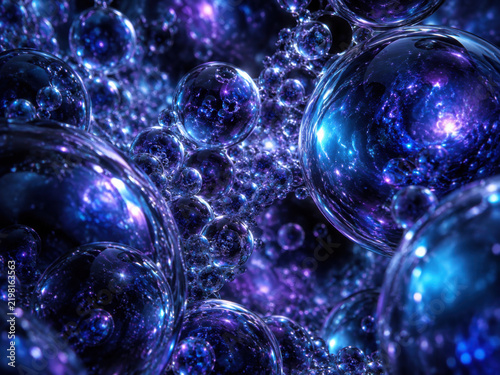 Abstract Blue and Bubbles with Sparkling Cosmic Texture